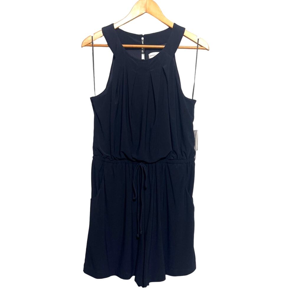 Navy Blue Sleeveless Romper Blouson Emma & Michele Size Medium Easy Care